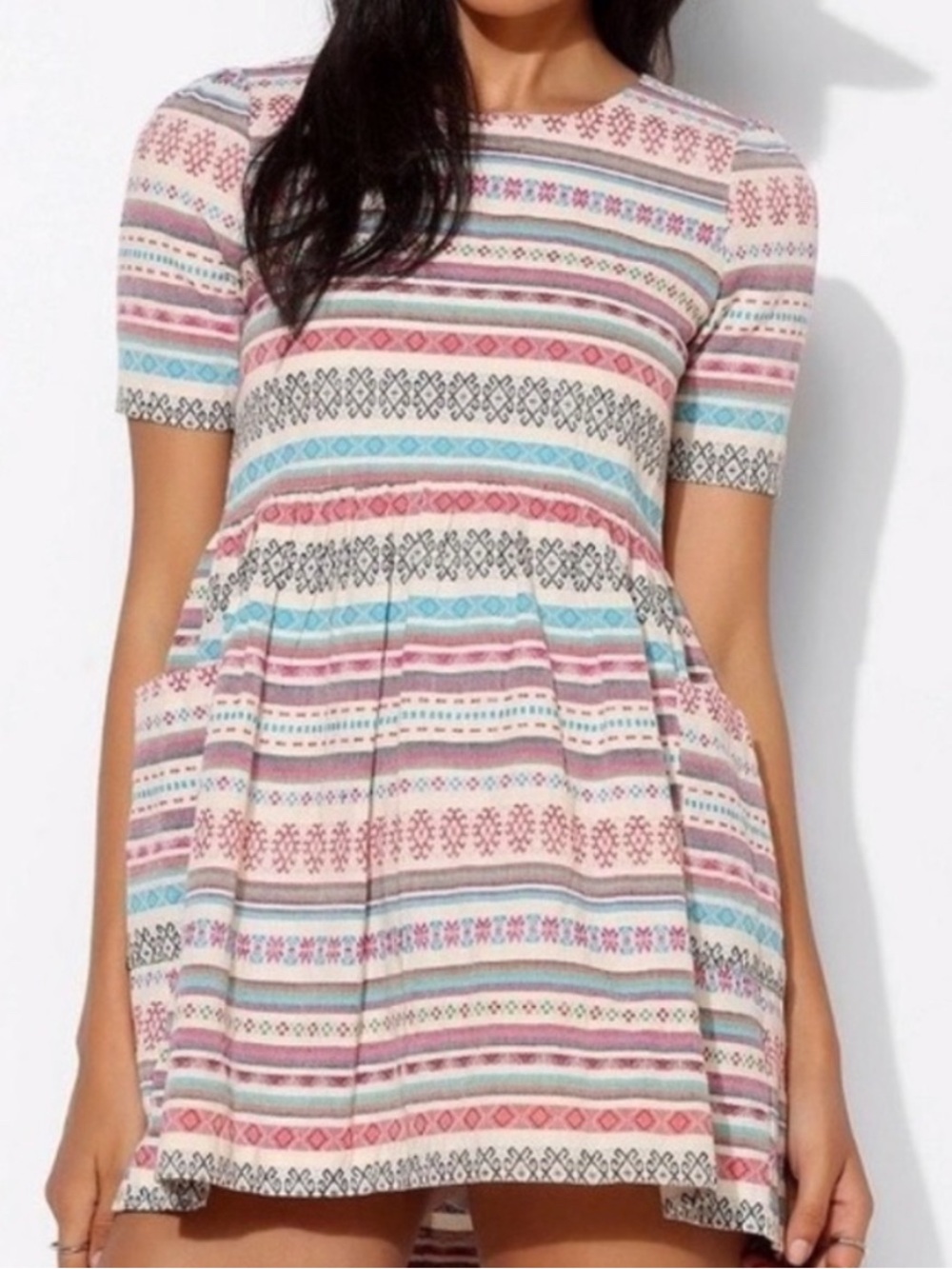 Sister Jane Dolly Folk Stripe Babydoll Dress Size M
